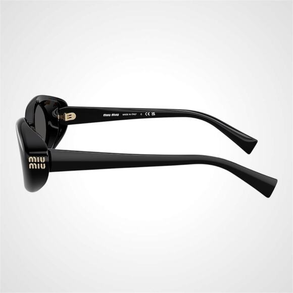New MIU MIU Sunglasses Black Oval Womens Reverie Gold Grey Lens main image 6